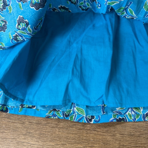 French Connection Girls Cotton Smocked Teal Floral Dress Size 10-12 - Picture 4 of 11